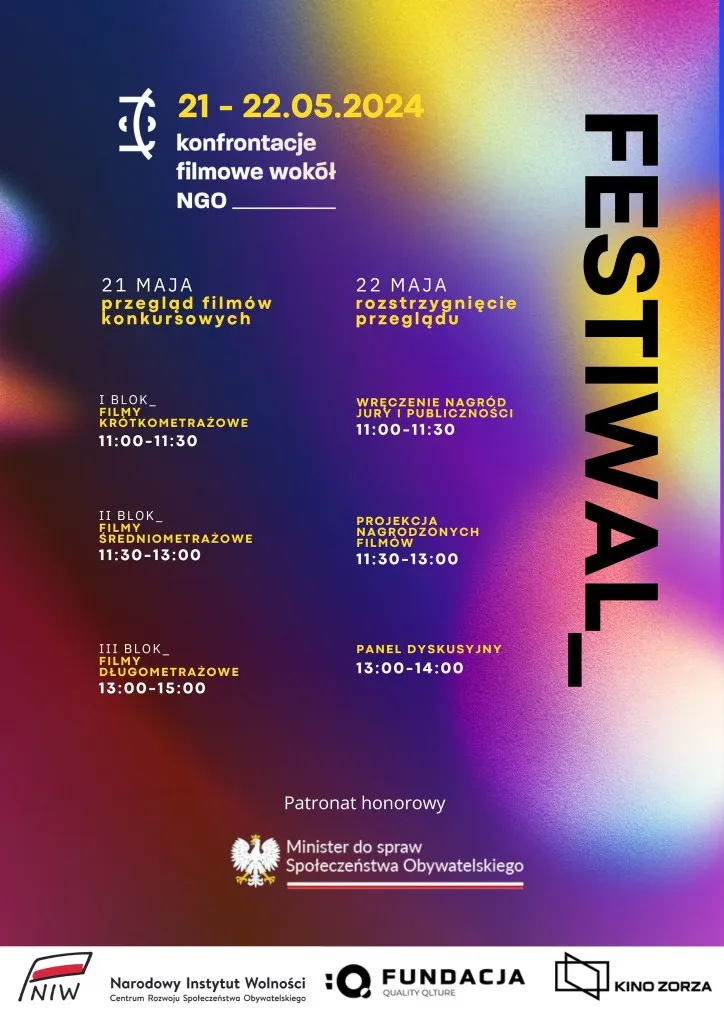 Plakat Konfrontacji Filmowych wokół NGO 2024