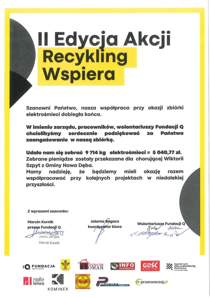 2nd edition of Recycling Supports - thank you graphic