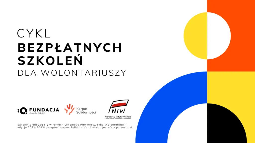 Plakat: szkolenia dla wolontariuszy i koordynatorów wolontariatu